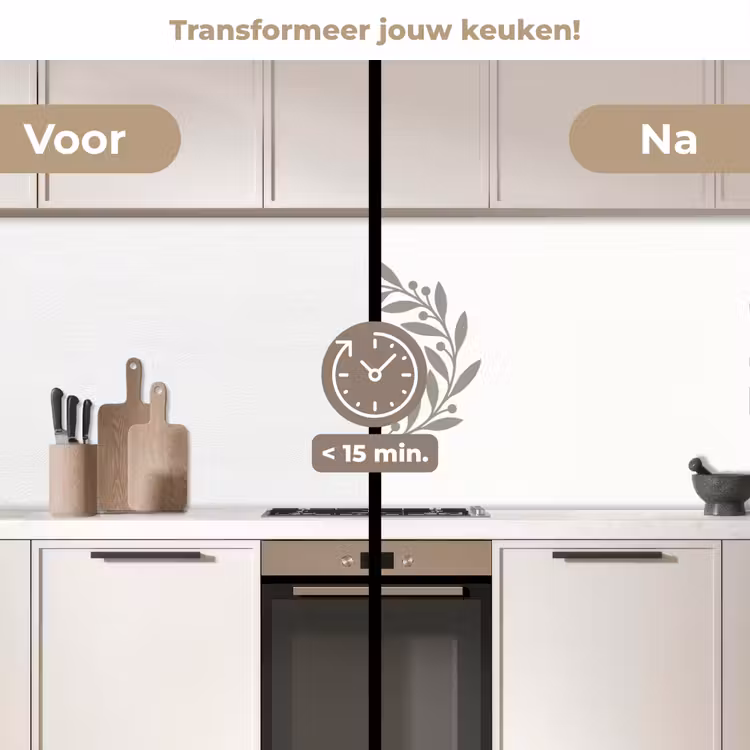 Keuken achterwand - Krans - Bladeren - Natuur - Minimalistisch - Grijs — 3