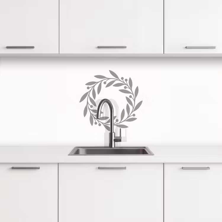 Keuken achterwand - Krans - Bladeren - Natuur - Minimalistisch - Grijs — 4