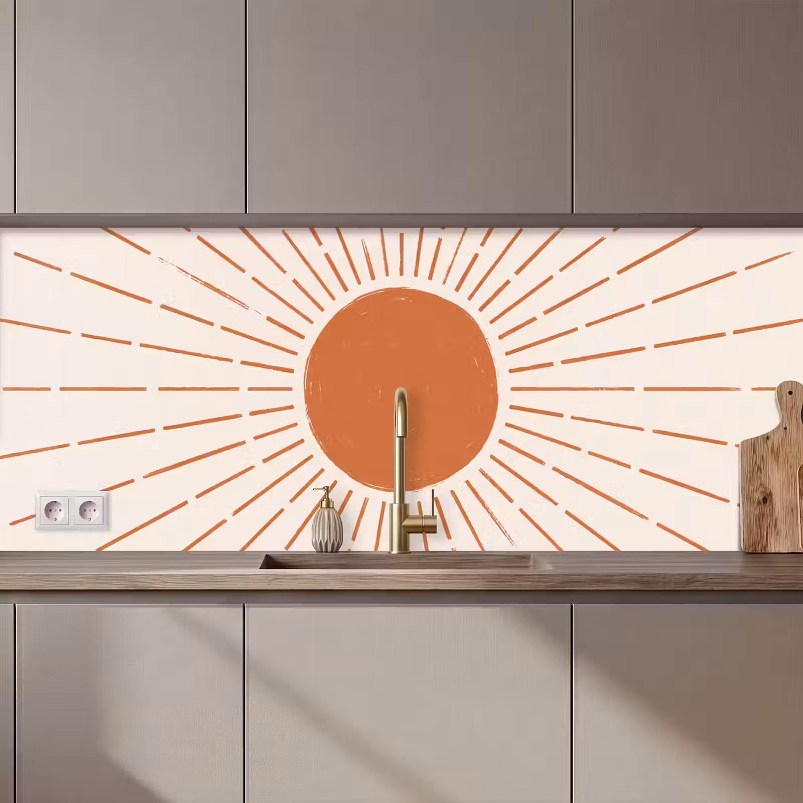Keuken achterwand - Zon - Stralen - Abstract - Terracotta - Modern — 1
