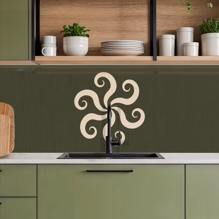 Keuken achterwand - Patroon - Spiraal - Abstract - Modern - Groen — 8