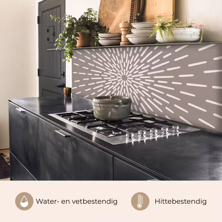Keuken achterwand - Patroon - Stralen - Abstract - Modern - Grijs — 5