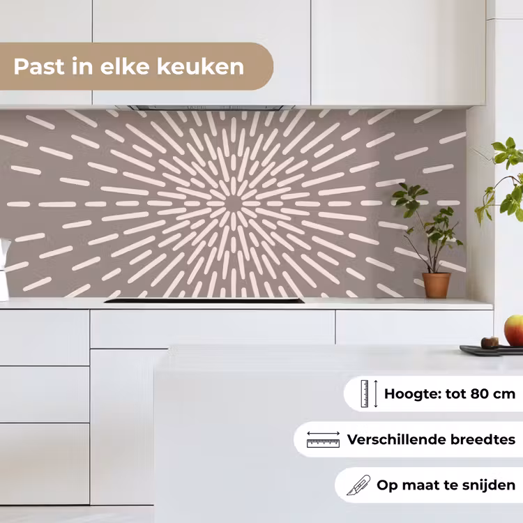 Keuken achterwand - Patroon - Stralen - Abstract - Modern - Grijs — 7