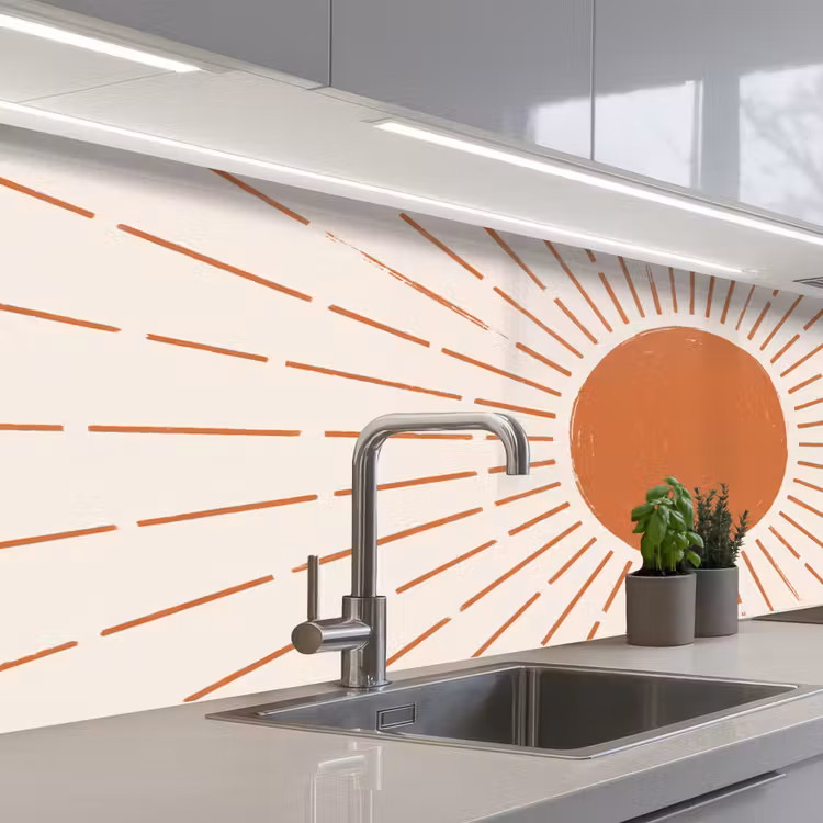 Keuken achterwand - Zon - Stralen - Abstract - Terracotta - Modern — 2