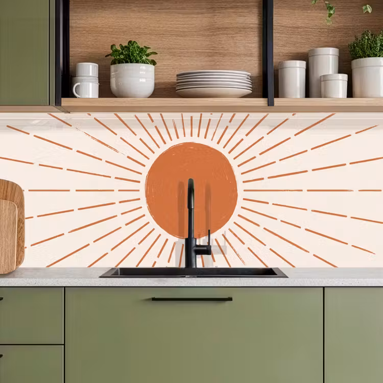 Keuken achterwand - Zon - Stralen - Abstract - Terracotta - Modern — 8