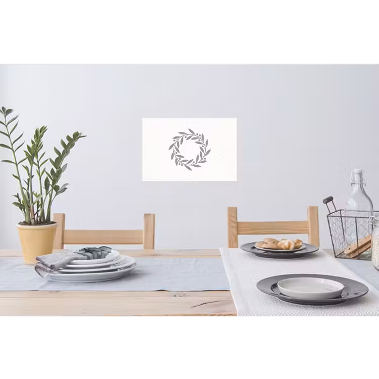 Muursticker - Krans - Bladeren - Natuur - Minimalistisch - Grijs — 3