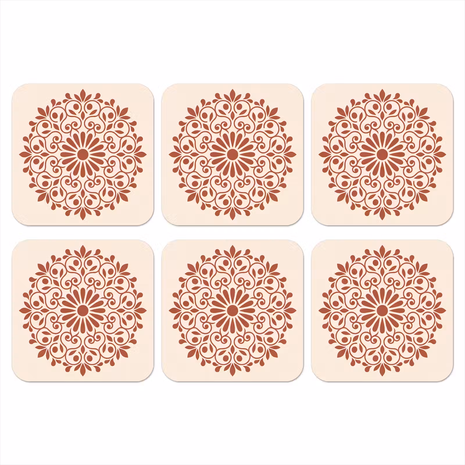 Onderzetter - Decoratie - Cirkel - Symmetrisch - Modern - Roodbruin — 1