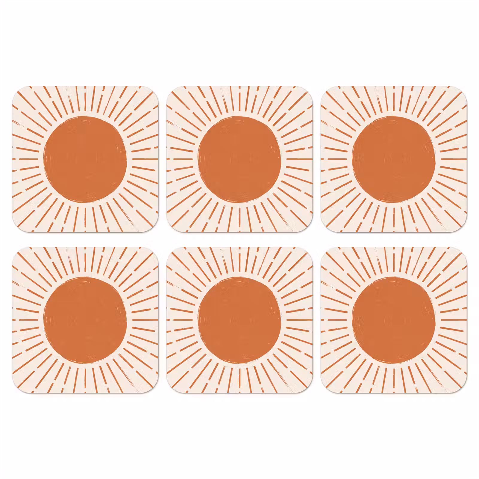 Onderzetter - Zon - Stralen - Abstract - Terracotta - Modern — 1