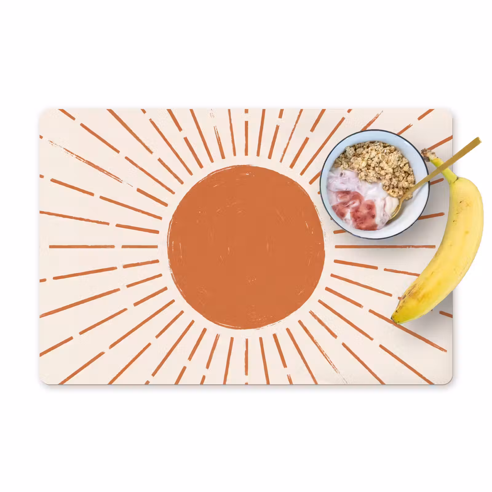 Placemat - 6 stuks - Zon - Stralen - Abstract - Terracotta - Modern — 1