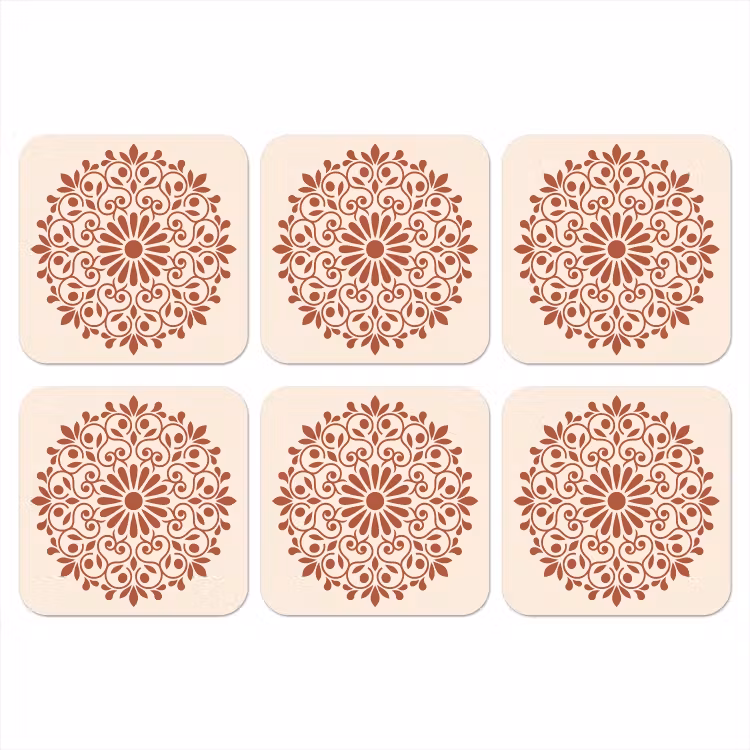 Onderzetter - Decoratie - Cirkel - Symmetrisch - Modern - Roodbruin — 1