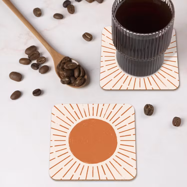 Onderzetter - Zon - Stralen - Abstract - Terracotta - Modern — 4
