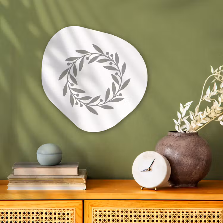 Organisch schilderij forex - Krans - Bladeren - Natuur - Minimalistisch - Grijs — 2