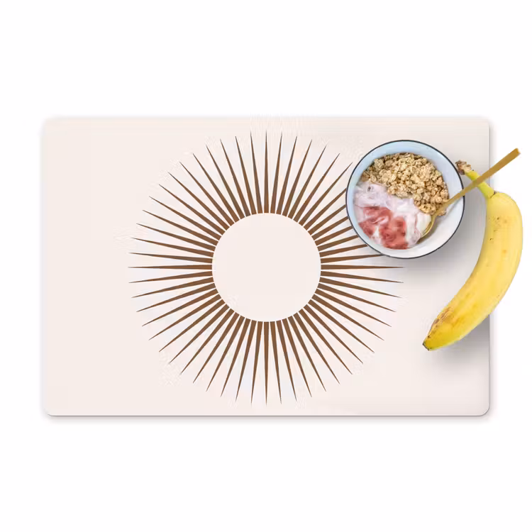 Placemat - 6 stuks - Abstract - Zon - Symbool - Modern - Beige — 1