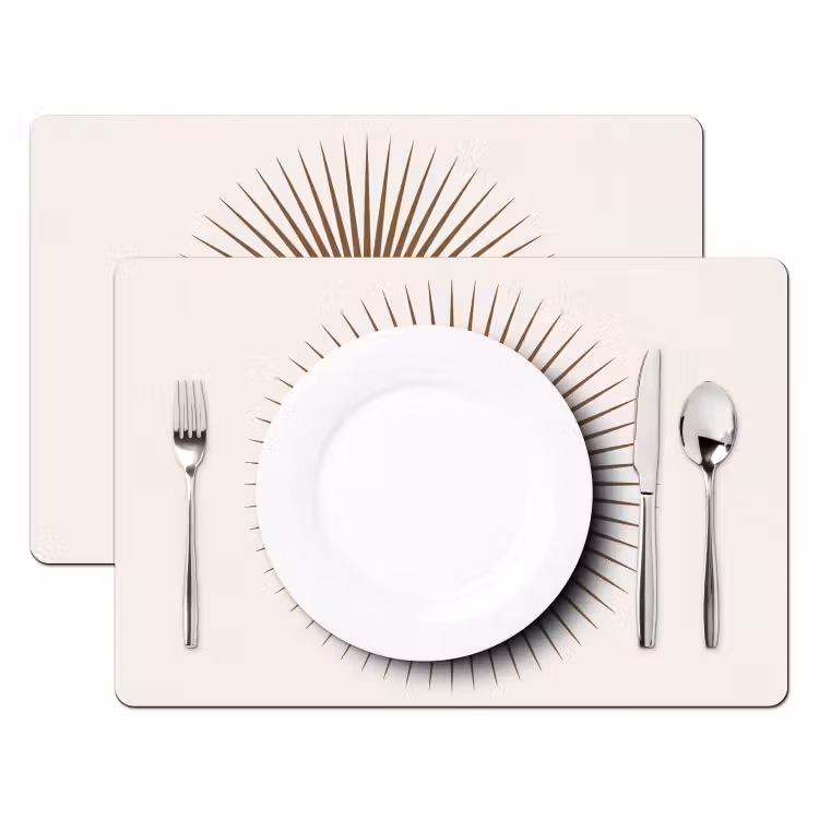Placemat - 6 stuks - Abstract - Zon - Symbool - Modern - Beige — 2