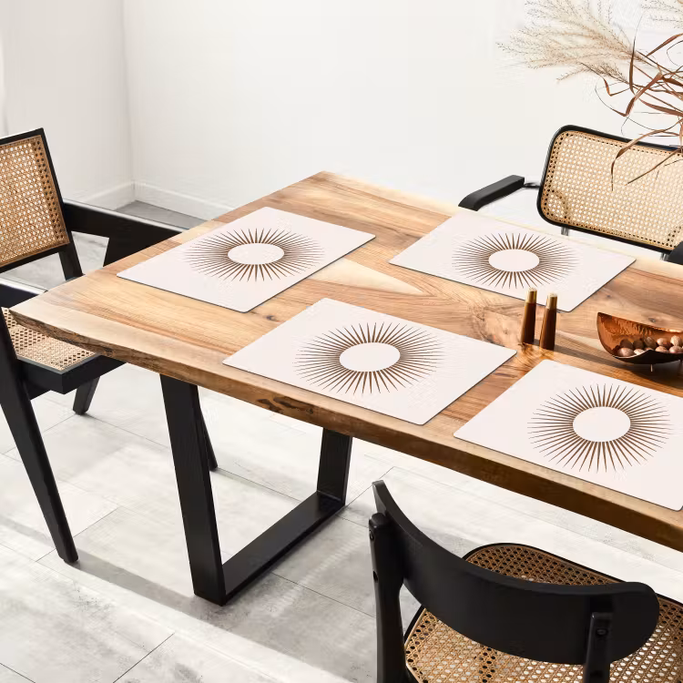Placemat - 6 stuks - Abstract - Zon - Symbool - Modern - Beige — 5