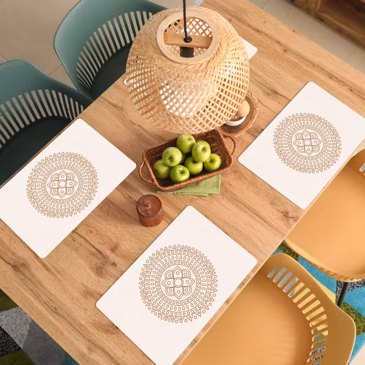 Placemat - 6 stuks - Mandala - Geometrisch - Abstract - Oosters - Bruin — 6