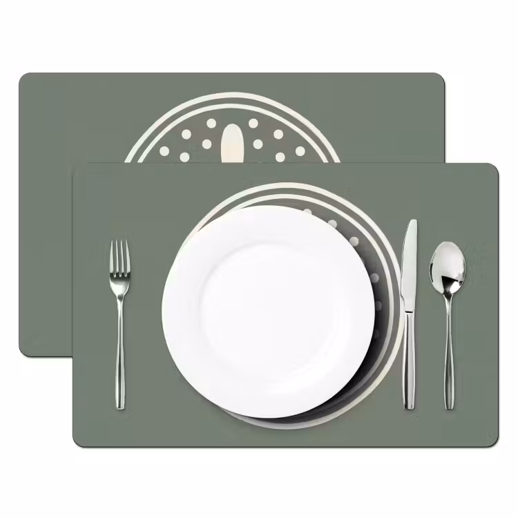 Placemat - 6 stuks - Patroon - Cirkel - Abstract - Groen - Decoratie — 2