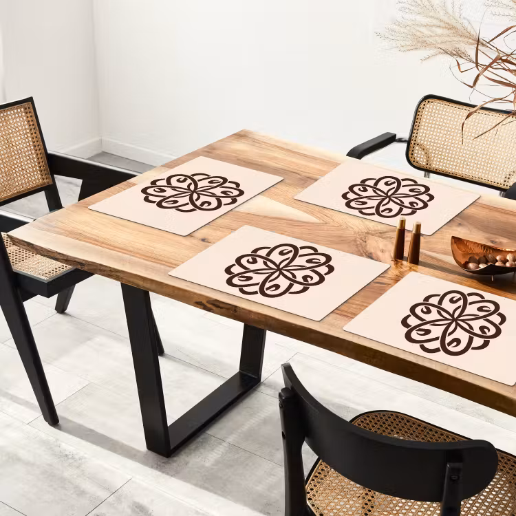 Placemat - 6 stuks - Patroon - Knoop - Abstract - Modern - Bruin — 5