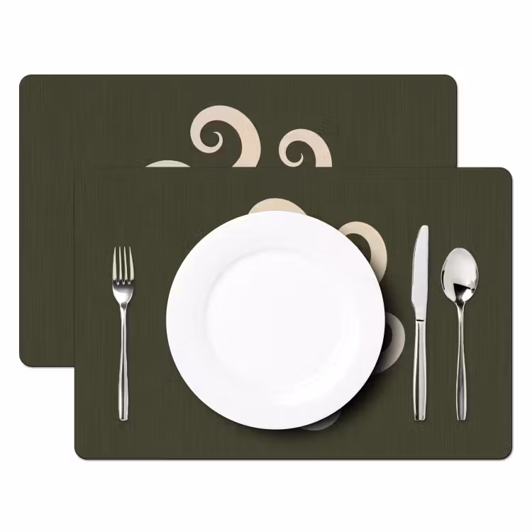 Placemat - 6 stuks - Patroon - Spiraal - Abstract - Modern - Groen — 2