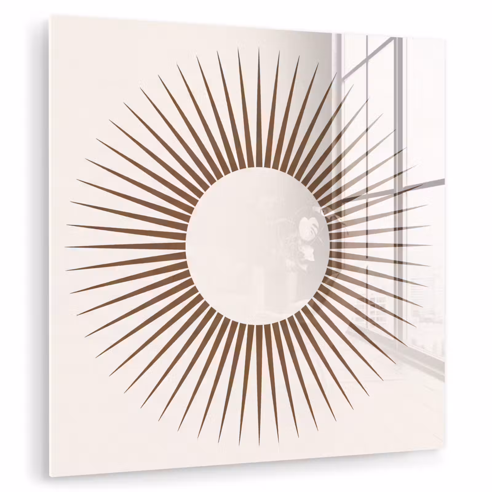 Glas schilderij - Abstract - Zon - Symbool - Modern - Beige — 1