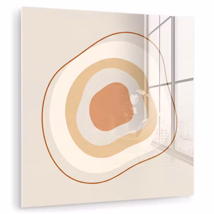 Glas schilderij - Abstract - Organisch - Modern - Beige - Kunst — 1