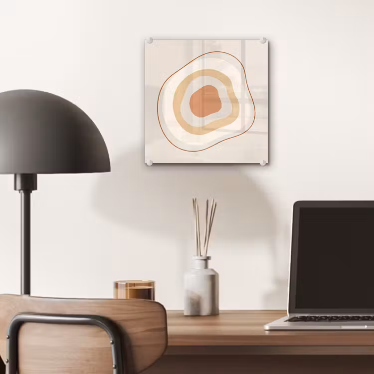 Glas schilderij - Abstract - Organisch - Modern - Beige - Kunst — 7