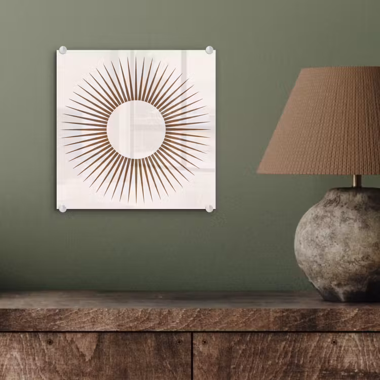 Glas schilderij - Abstract - Zon - Symbool - Modern - Beige — 4