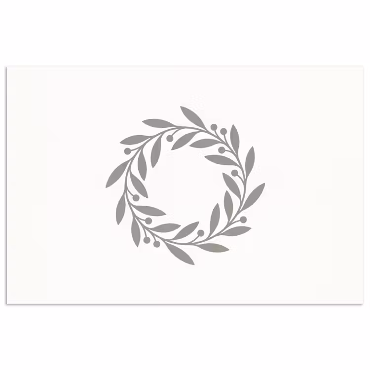 Poster - Krans - Bladeren - Natuur - Minimalistisch - Grijs — 1