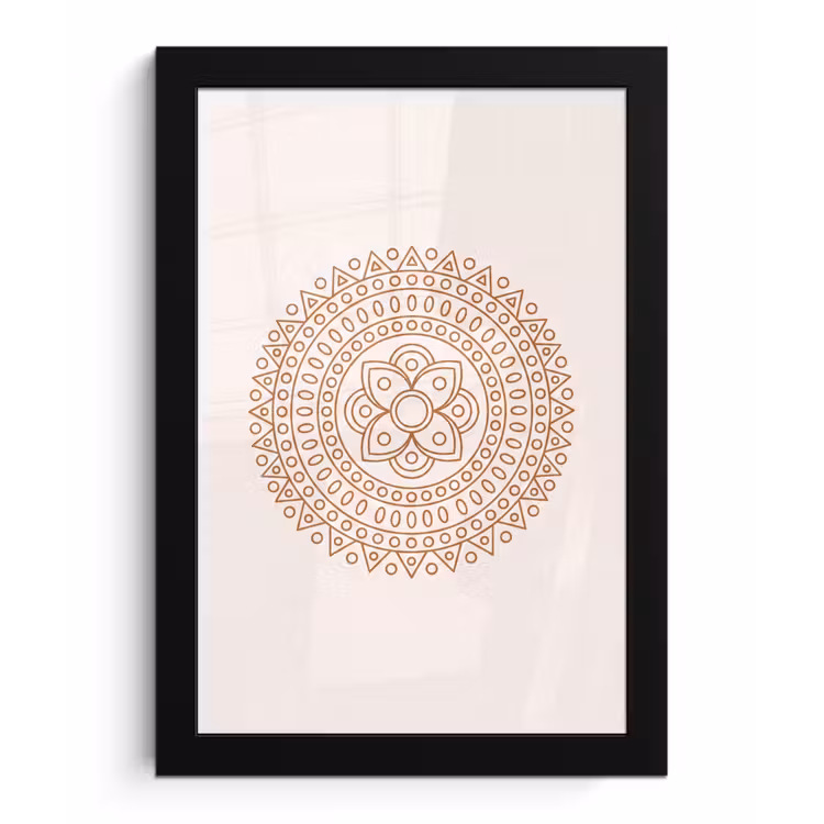 Poster met lijst - Mandala - Geometrisch - Abstract - Oosters - Bruin — 1