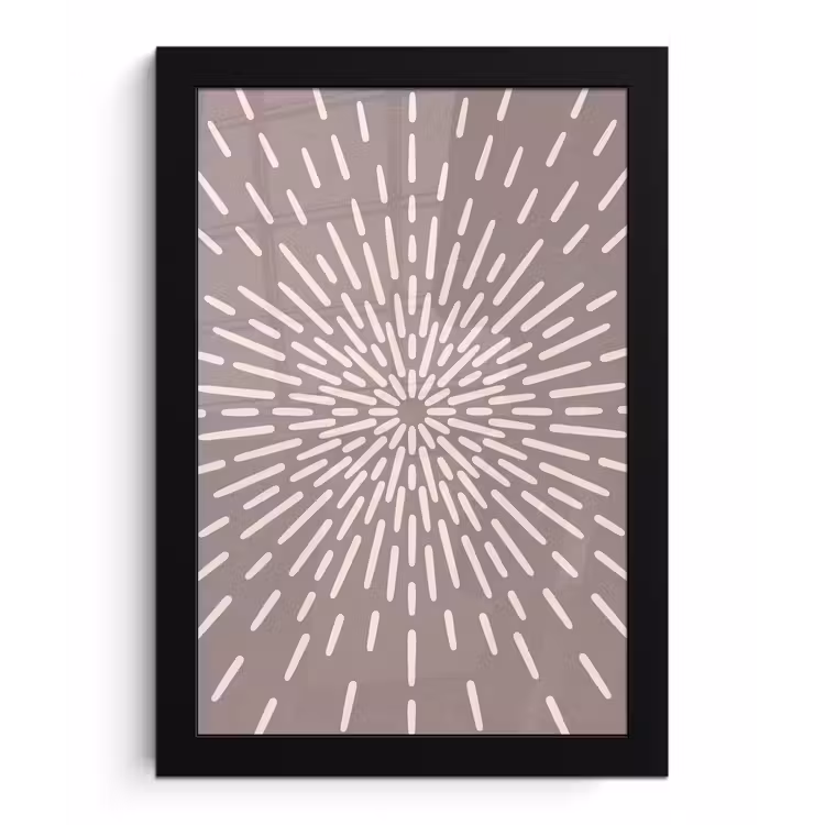 Poster met lijst - Patroon - Stralen - Abstract - Modern - Grijs — 1