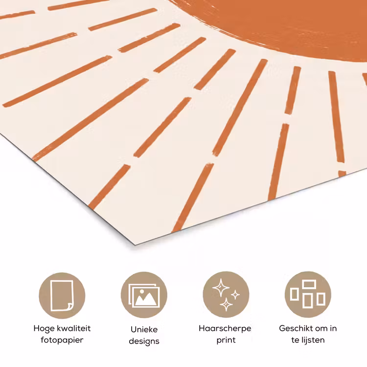 Poster - Zon - Stralen - Abstract - Terracotta - Modern — 5