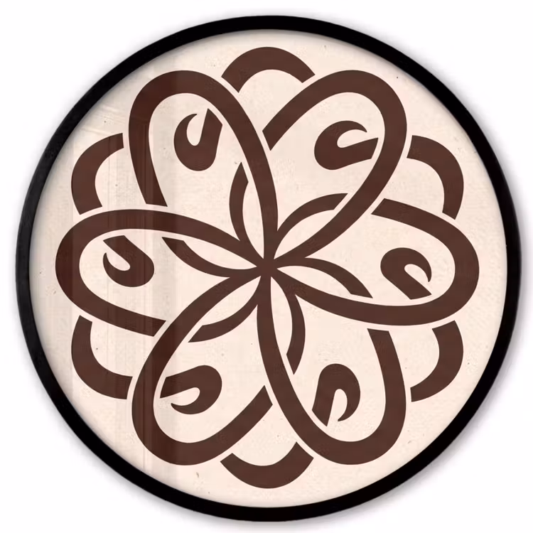 Ronde fotolijst - Patroon - Knoop - Abstract - Modern - Bruin — 1