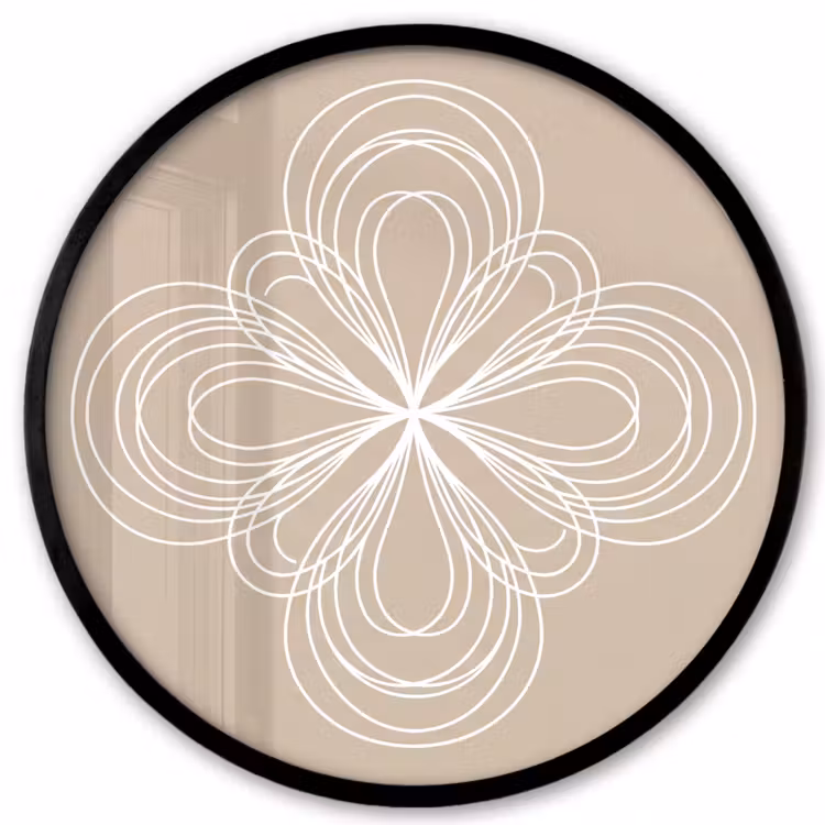 Ronde fotolijst - Patroon - Lijnen - Abstract - Minimalistisch - Beige — 1