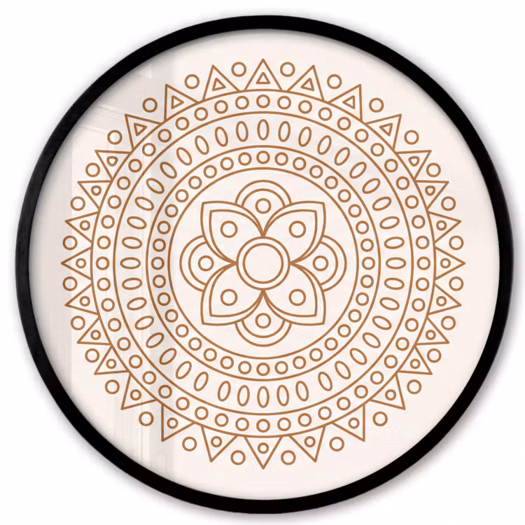 Ronde fotolijst - Mandala - Geometrisch - Abstract - Oosters - Bruin — 1