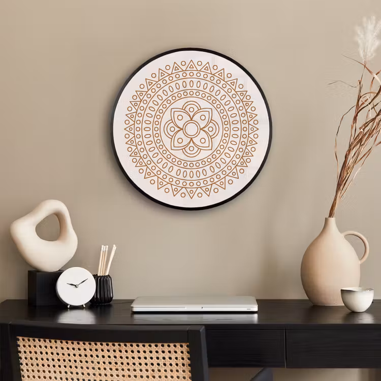 Ronde fotolijst - Mandala - Geometrisch - Abstract - Oosters - Bruin — 3