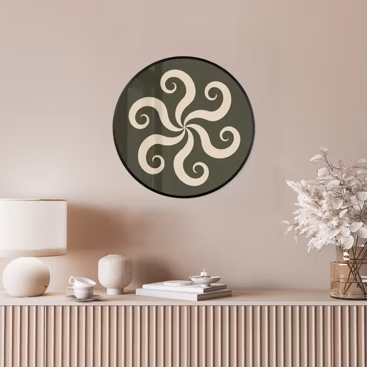 Ronde fotolijst - Patroon - Spiraal - Abstract - Modern - Groen — 5