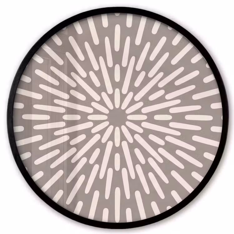 Ronde fotolijst - Patroon - Stralen - Abstract - Modern - Grijs — 1