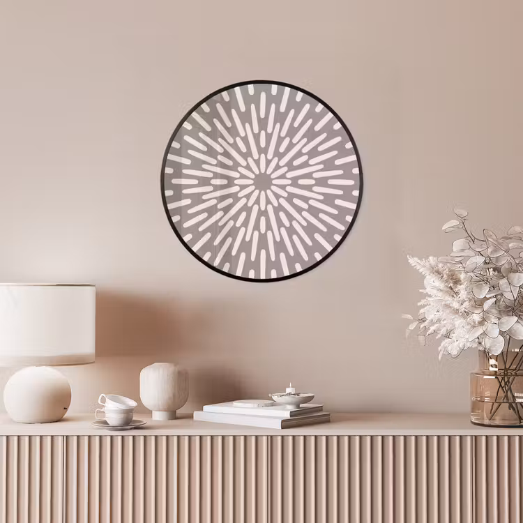 Ronde fotolijst - Patroon - Stralen - Abstract - Modern - Grijs — 5