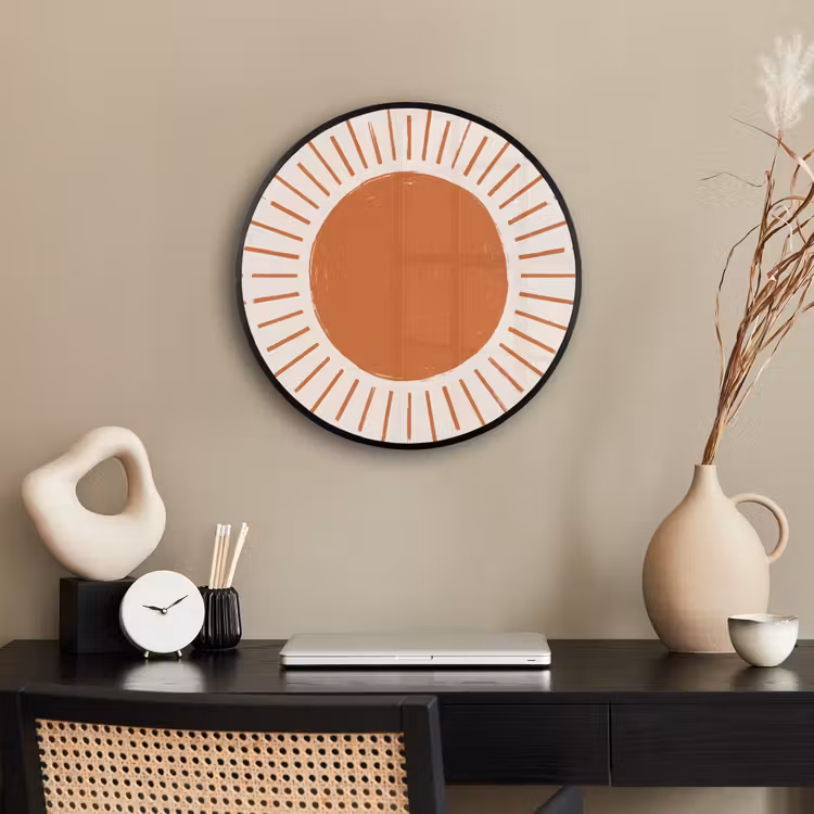 Ronde fotolijst - Zon - Stralen - Abstract - Terracotta - Modern — 3