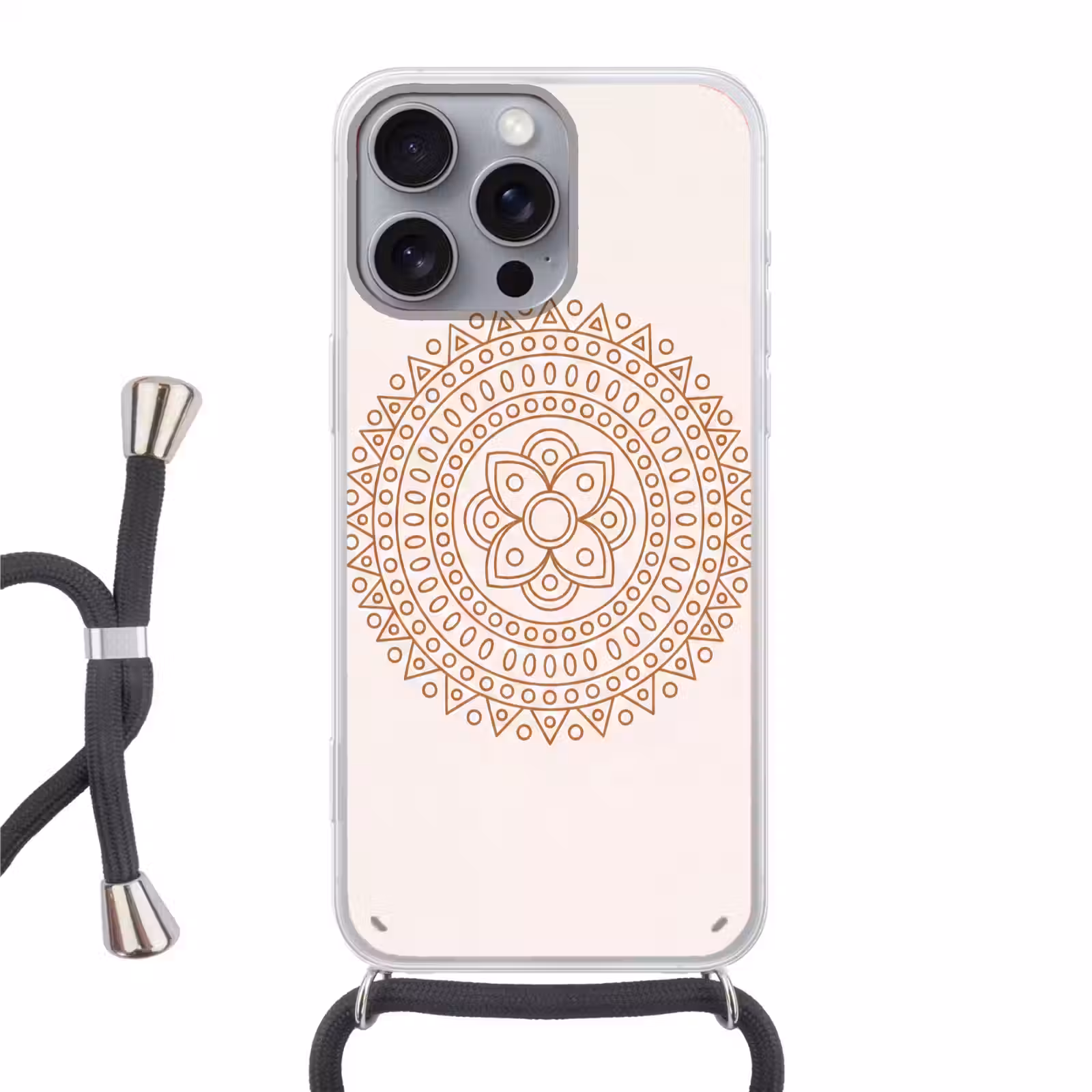 Telefoonhoesje met koord - Mandala - Geometrisch - Abstract - Oosters - Bruin — 1