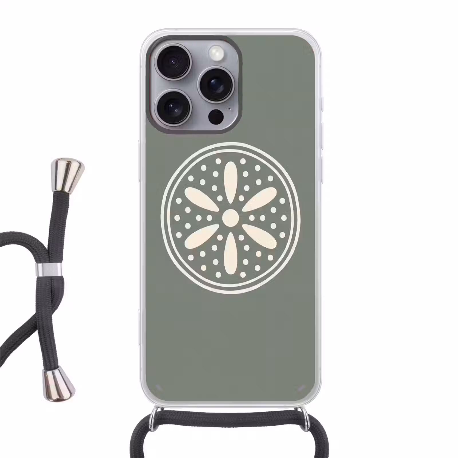 Telefoonhoesje met koord - Patroon - Cirkel - Abstract - Groen - Decoratie — 1