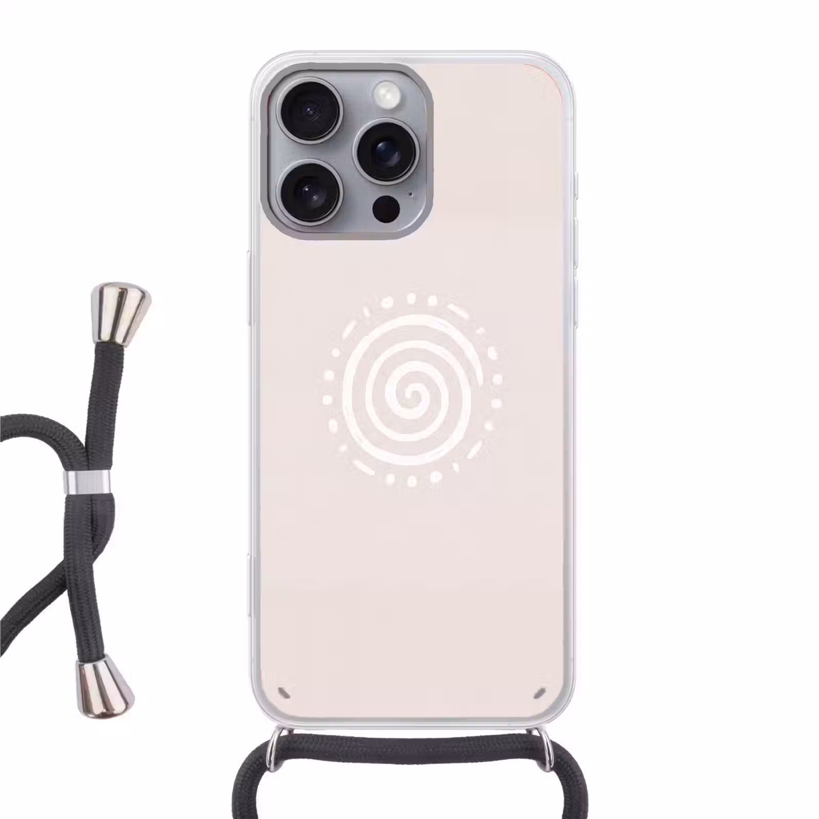 Telefoonhoesje met koord - Symbool - Spiraal - Abstract - Minimalistisch - Beige — 1