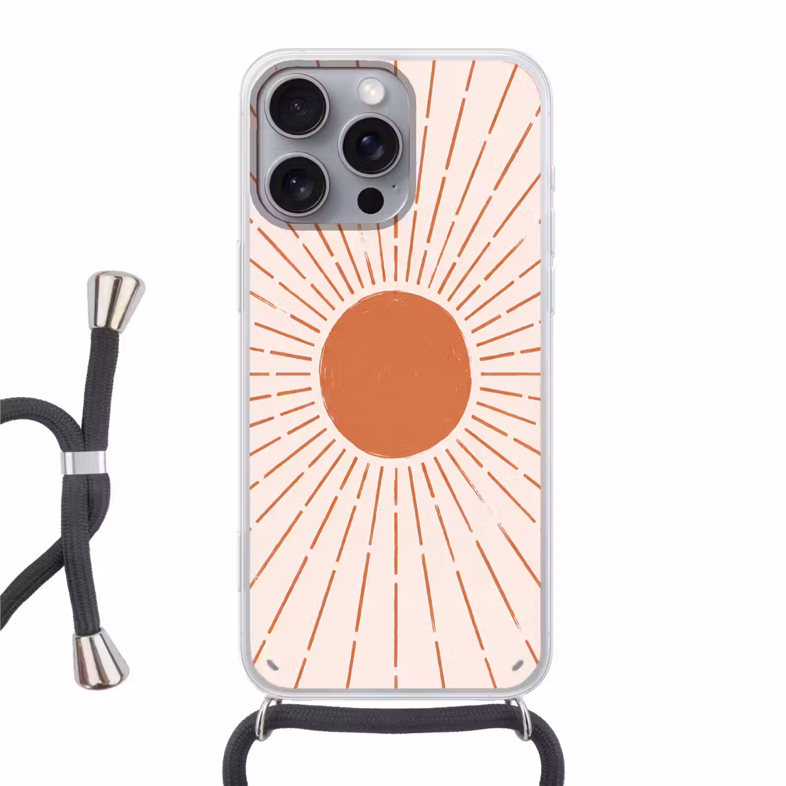 Telefoonhoesje met koord - Zon - Stralen - Abstract - Terracotta - Modern — 1