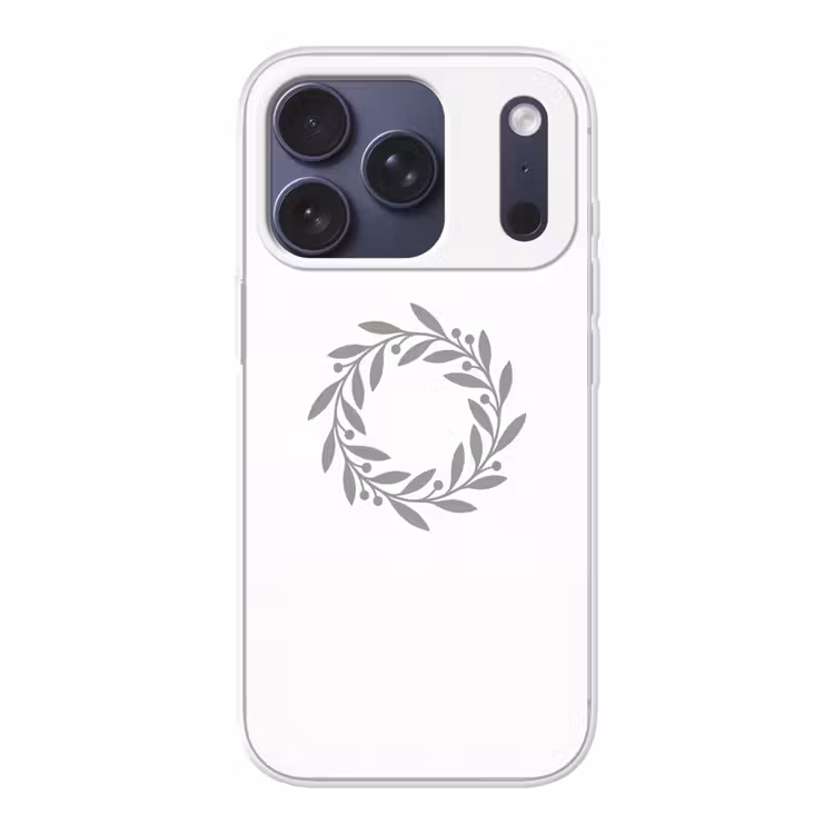 Telefoonhoesje - Krans - Bladeren - Natuur - Minimalistisch - Grijs — 1