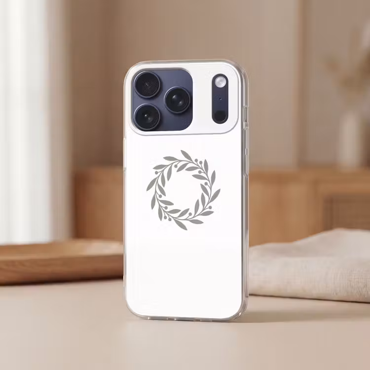 Telefoonhoesje - Krans - Bladeren - Natuur - Minimalistisch - Grijs — 3