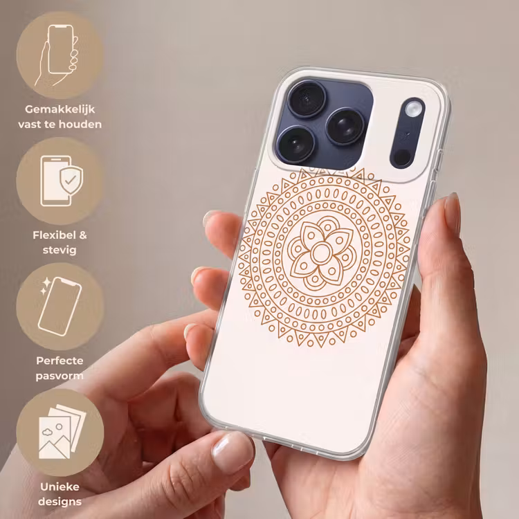 Telefoonhoesje - Mandala - Geometrisch - Abstract - Oosters - Bruin — 4