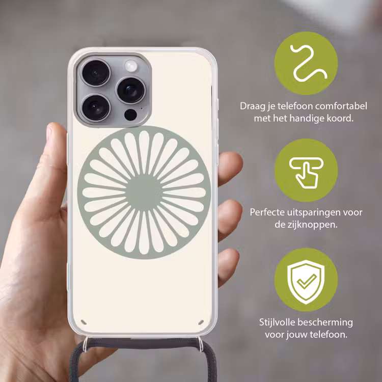 Telefoonhoesje met koord - Abstract - Patroon - Radiaal - Modern - Groen — 4