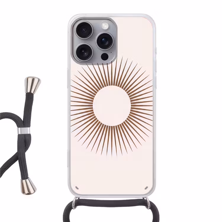 Telefoonhoesje met koord - Abstract - Zon - Symbool - Modern - Beige — 1