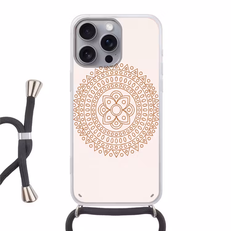Telefoonhoesje met koord - Mandala - Geometrisch - Abstract - Oosters - Bruin — 1