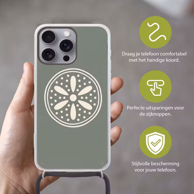 Telefoonhoesje met koord - Patroon - Cirkel - Abstract - Groen - Decoratie — 4