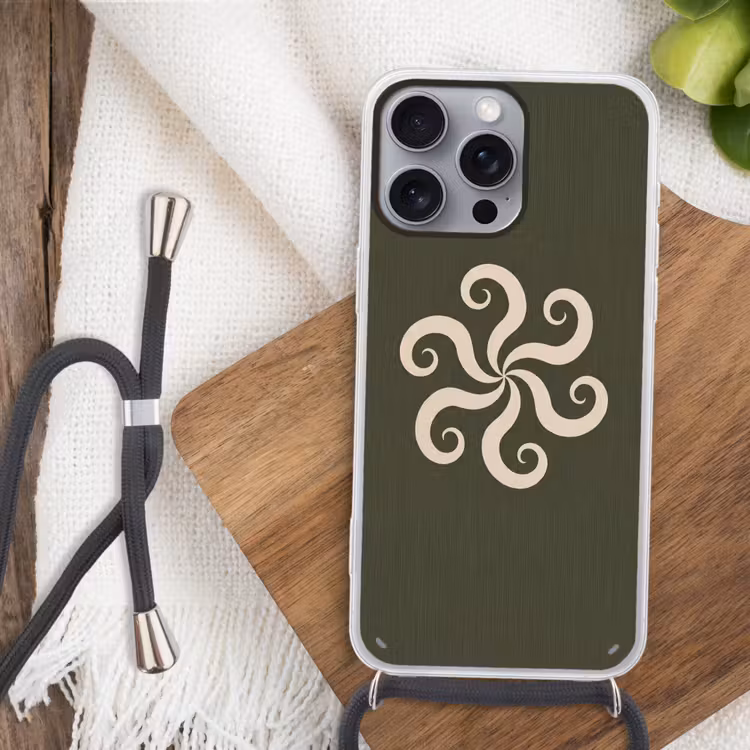 Telefoonhoesje met koord - Patroon - Spiraal - Abstract - Modern - Groen — 3